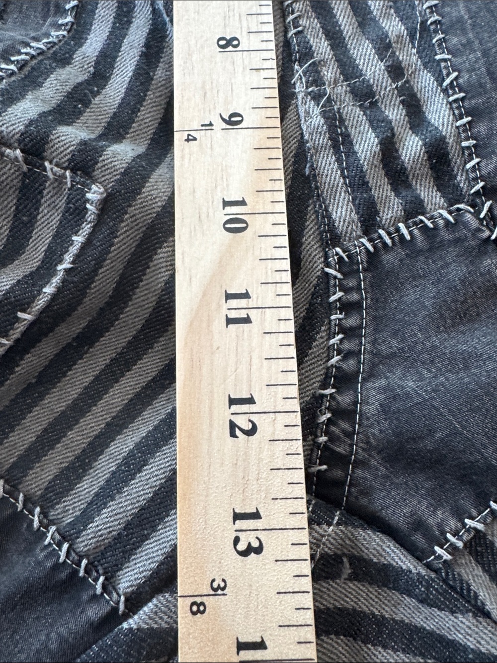 NWT Blue Velvet Striped Patchwork Pants in Black and Gray - Picture 10 of 14